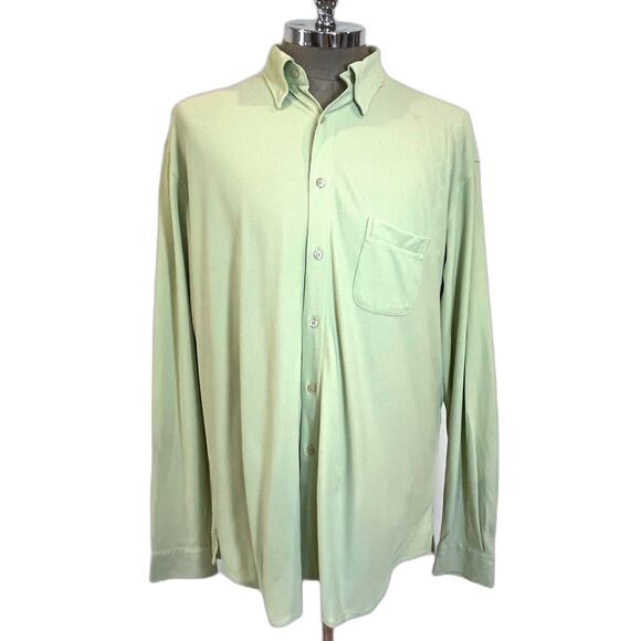 Ted Baker London Light Green Button Front Shirt Mens XL Ted/5 Nylon Blend Active - Picture 1 of 8